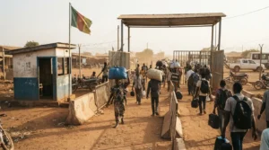 Poste frontière terrestre en Afrique de l'Ouest, point de passage courant pour les ressortissants CEDEAO